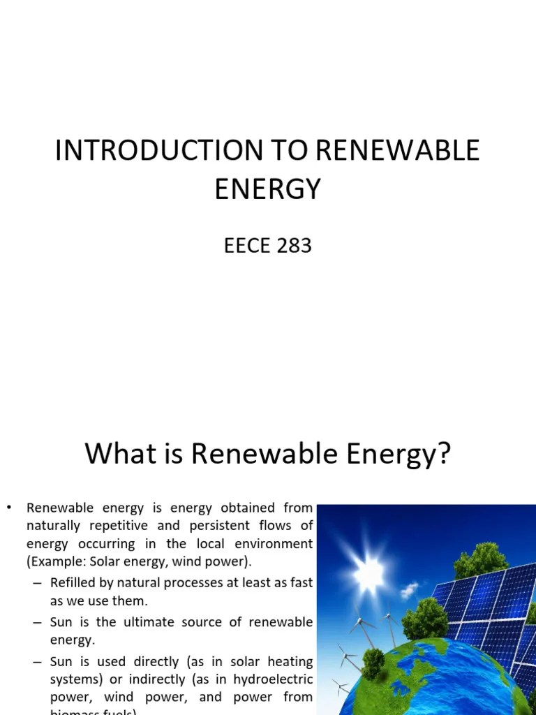 Introduction To Renewable Energy | PDF | Energy Development | Renewable ...