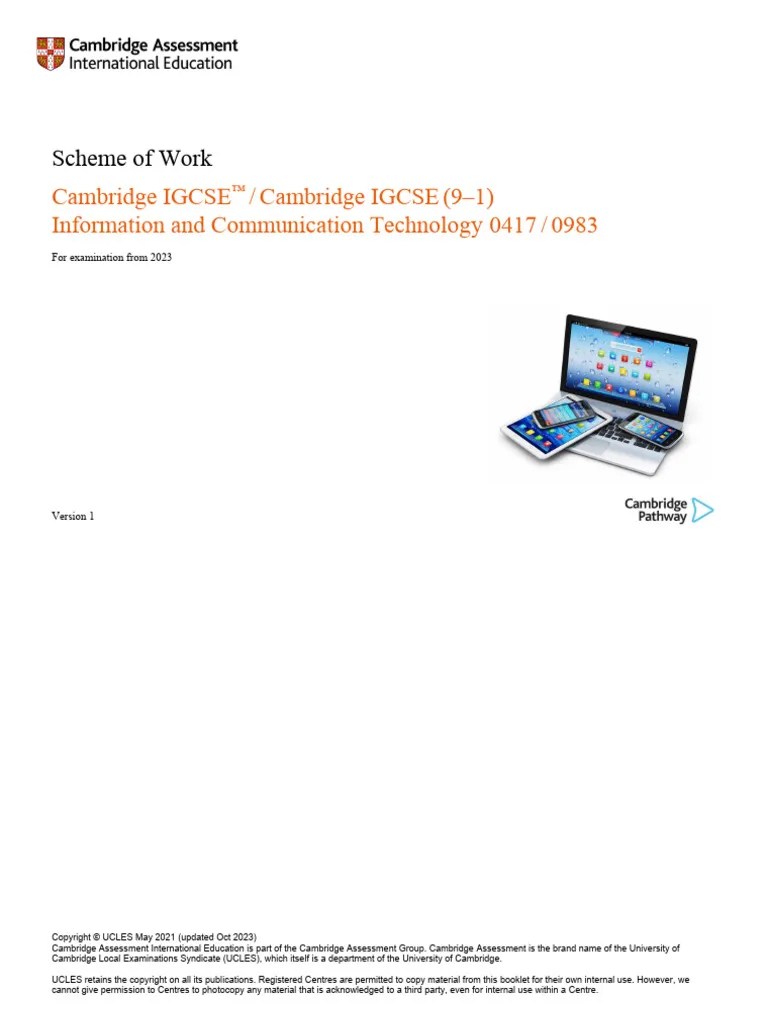 0417 Scheme Of Work (For Examination From 2023) | PDF | Learning | Computer Hardware