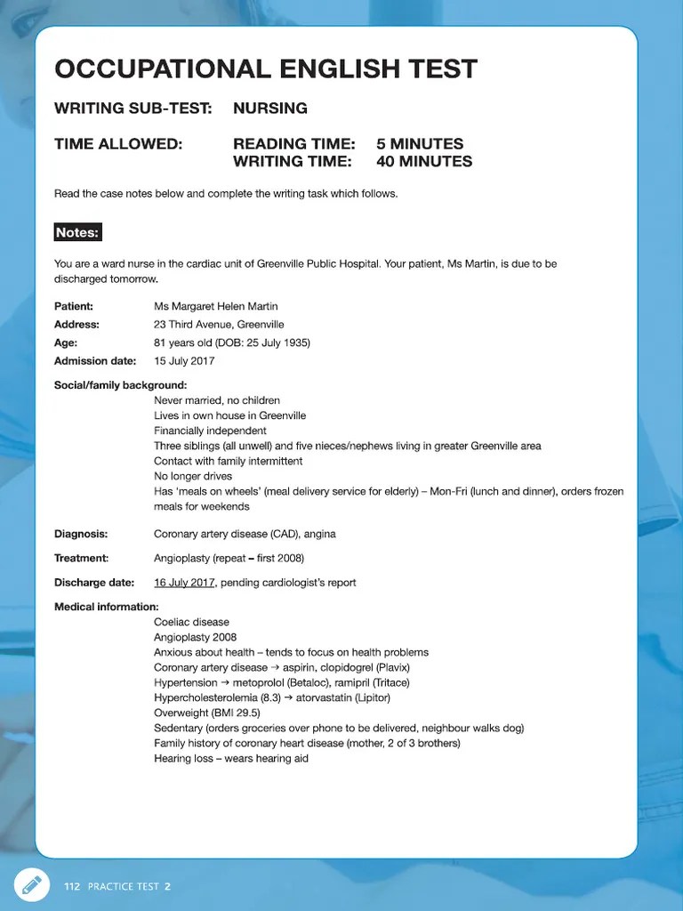 OET Practice Test 2 Writing Task | PDF