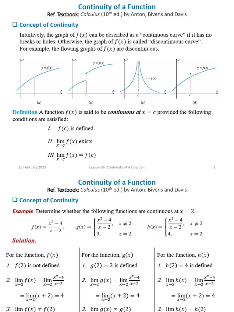 Lesson 06 - Continuity Of A Function-1-1 - 2 | PDF | Function ...