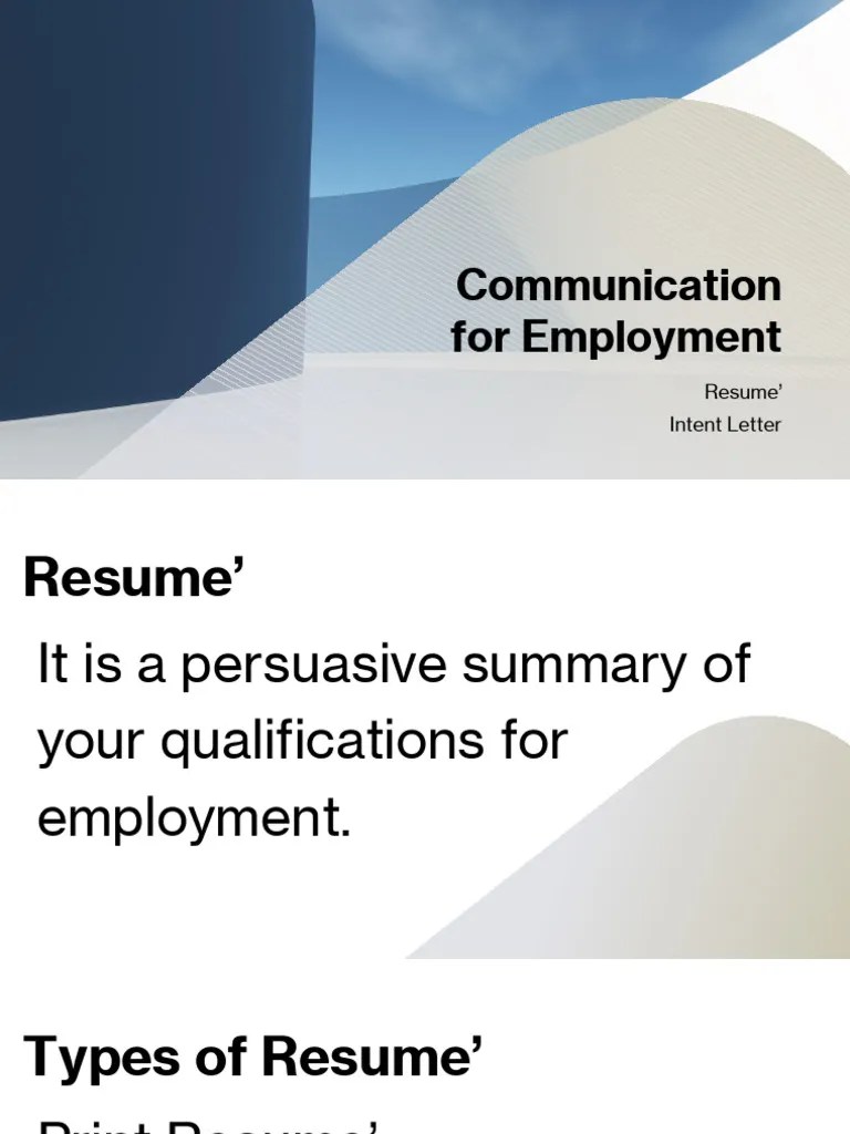 Communication For Employment | PDF | Memorandum | Résumé