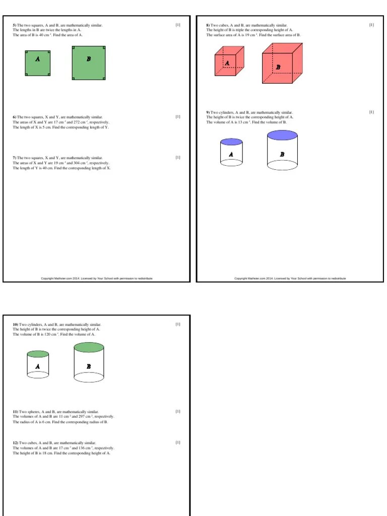 GCSE Maths - Similar Shapes Area And Volume | PDF | Area | Volume