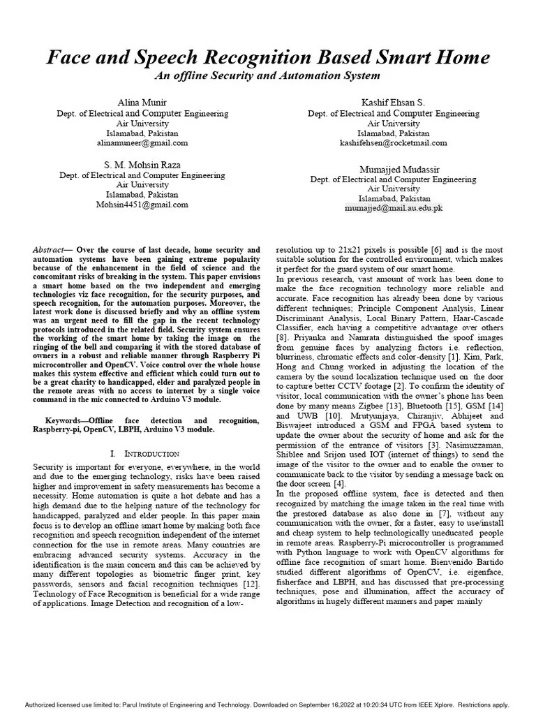 Face And Speech Recognition Based Smart Home | PDF | Home Automation ...