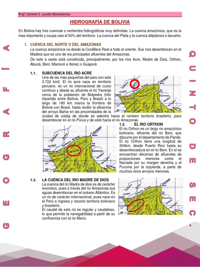 HIDROGRAFIA DE BOLIVIA | Descargar Gratis PDF | Hidrografía | Topografía