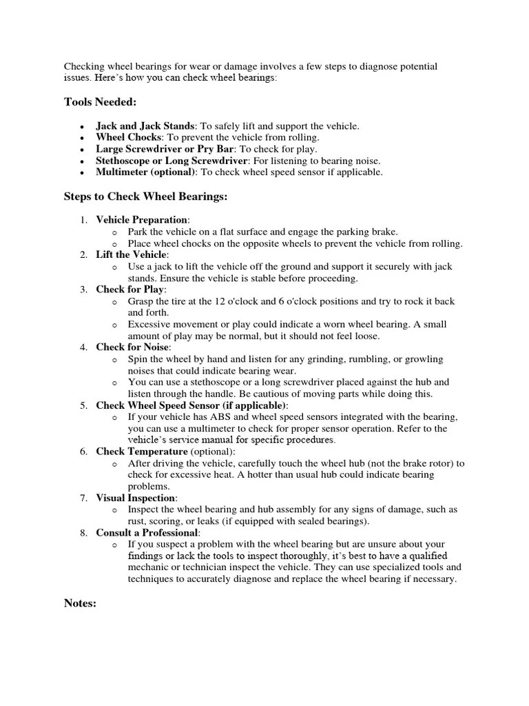 How To Check Wheel Bearing | PDF | Vehicles | Wheel