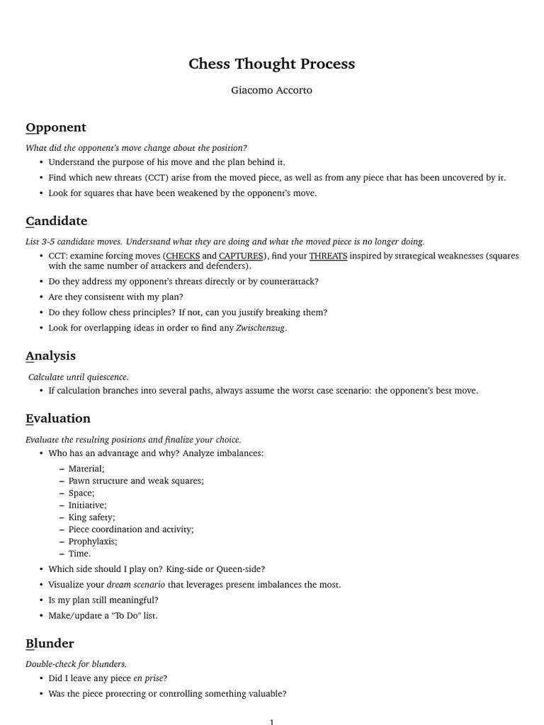 Chess Thought Process | PDF