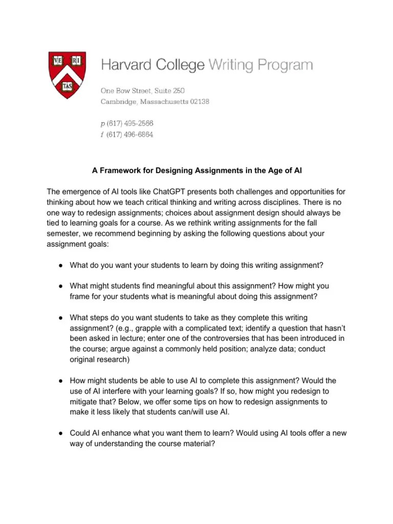 A Framework For Designing Assignments In The Age Of Ai | PDF ...