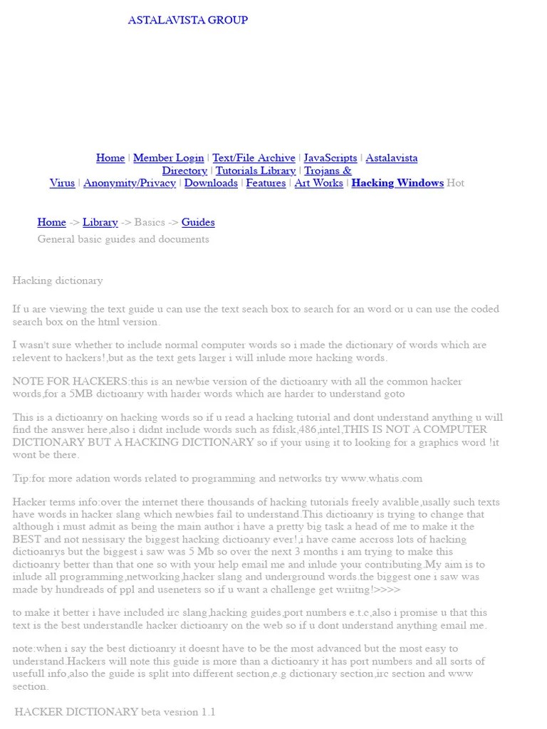 Hacking Dictionary (1999) | PDF | Computer Network | File Transfer Protocol