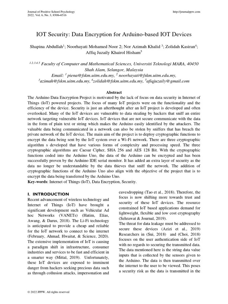 28-WOS-IOT Security Data Encryption For Arduino-Based IOT Devices (F ...