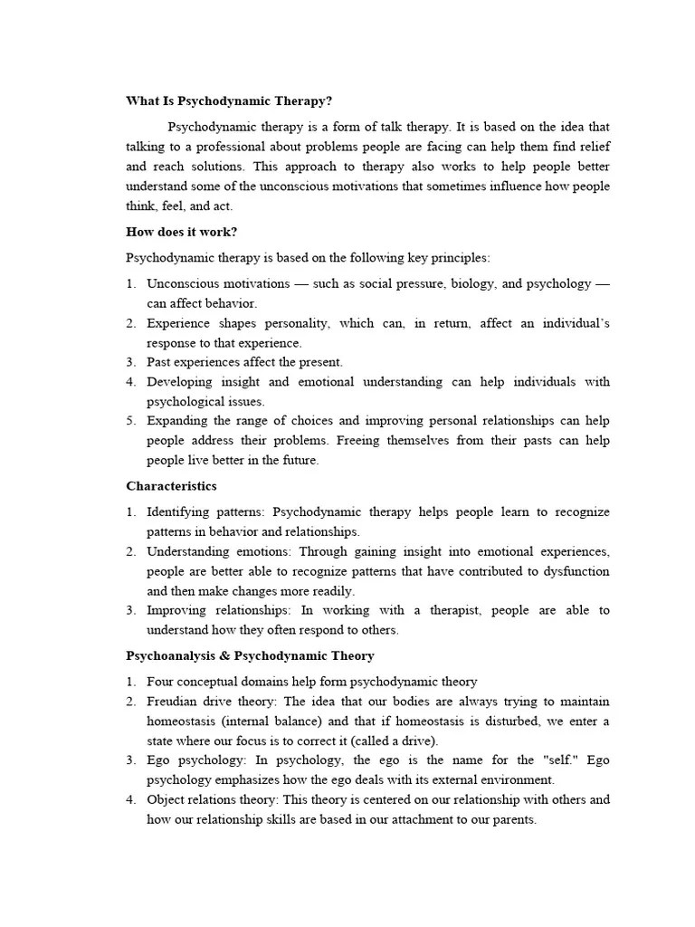 What Is Psychodynamic Therapy | PDF | Psychotherapy | Psychodynamics