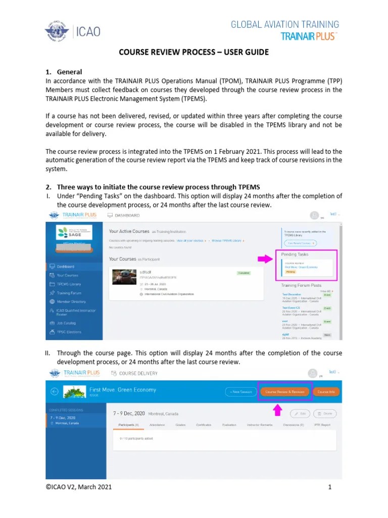 Course Review Process - User Guide - V2 - March2021 | PDF | Software ...