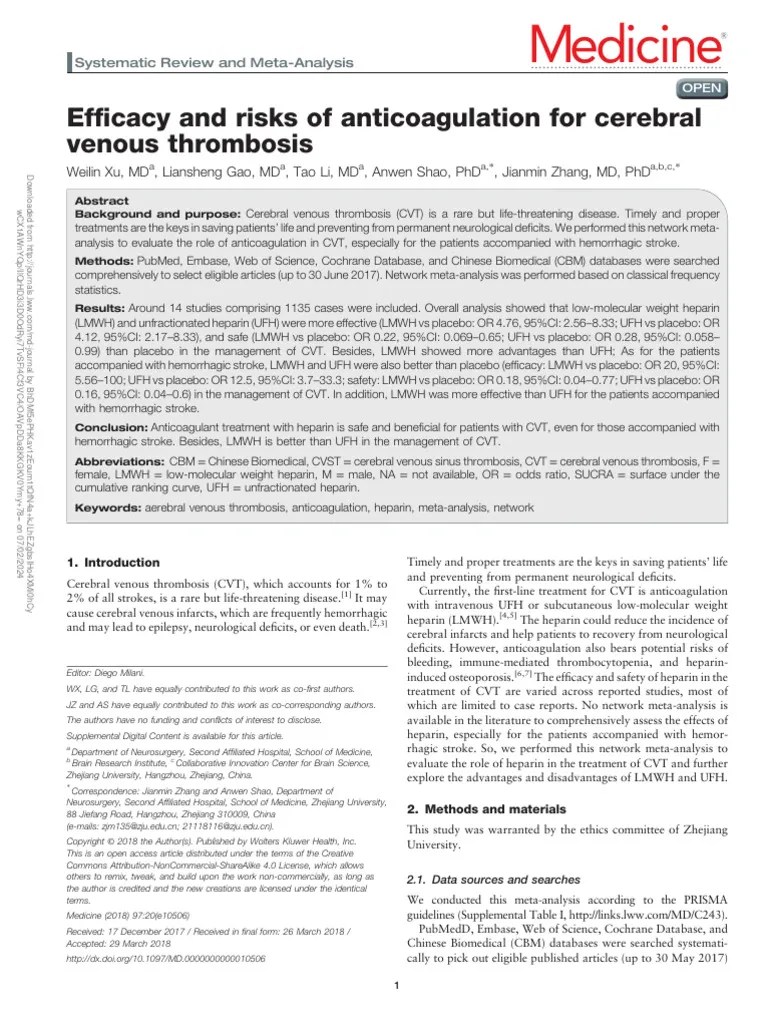 Efficacy_and_risks_of_anticoagulation_for_cerebral.3 | PDF | Clinical Medicine | Medicine