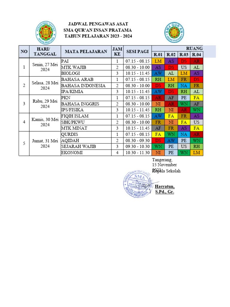 Jadwal Pengawas Asat Pdf