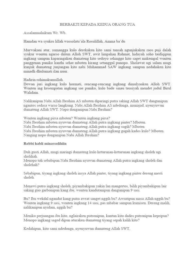 Berbakti Kepada Kedua Orang Tua Jawa | PDF