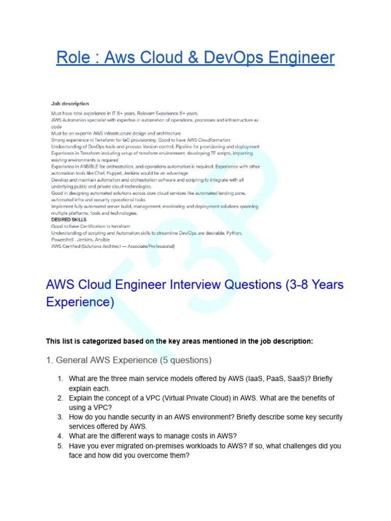 Aws Cloud & DevOps Engineer - Interview Questions | PDF | Amazon Web ...