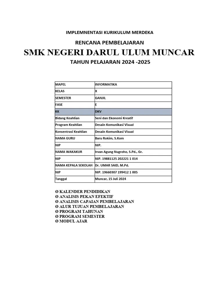 Kalender Pendidikan 2024 2025 Fase E Kelas X | PDF