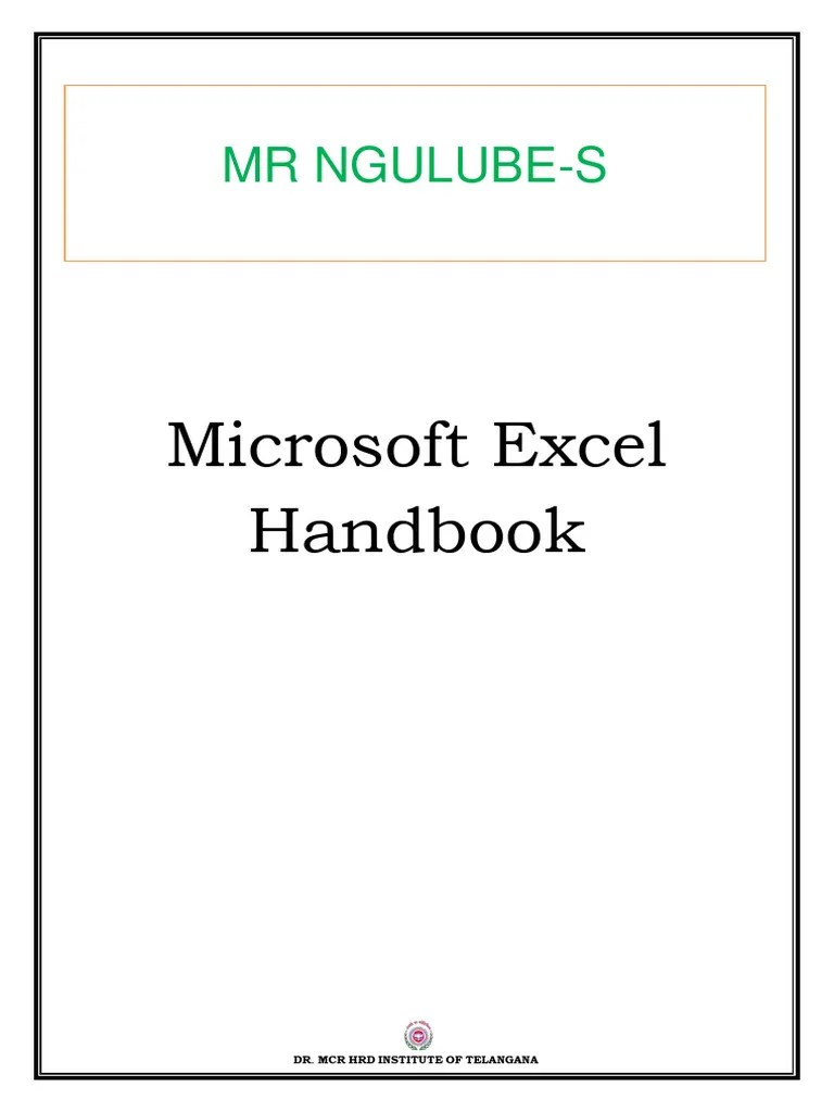 Adv - Excel - Handbook (7!6!17) MR NGULUBE - S | PDF | Microsoft Excel ...