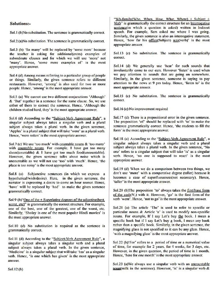 Sentence Improvement 1 Solutions | PDF