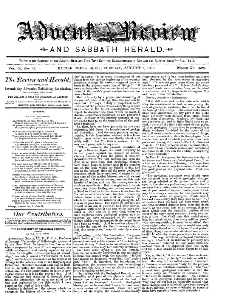 Advent Review, And Sabbath Herald | August 7, 1883 | PDF | Prayer | Jesus