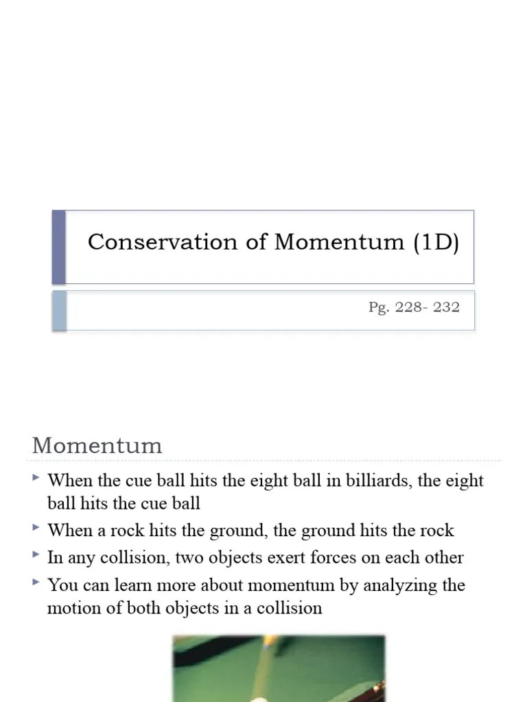 Conservation Of Momentum In 1D | PDF | Momentum | Collision