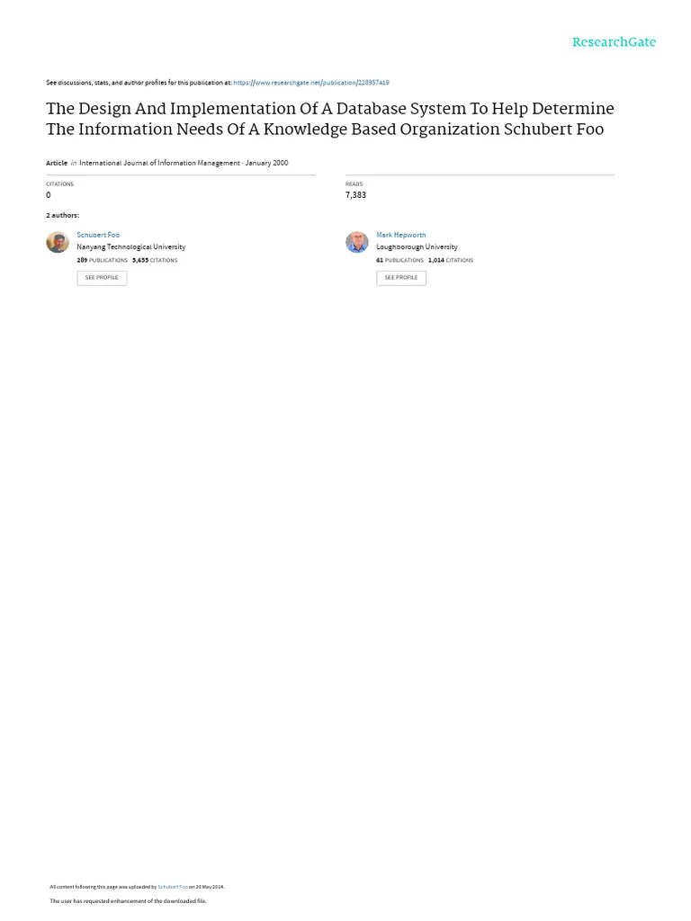 The Design And Implementation Of A Database System | PDF | Databases | Information