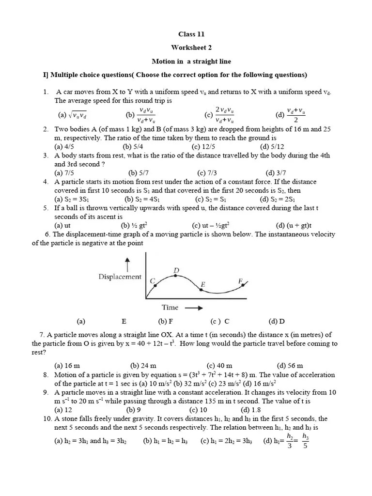 Class Xi Motion In A Straight Line | Download Free PDF | Acceleration ...