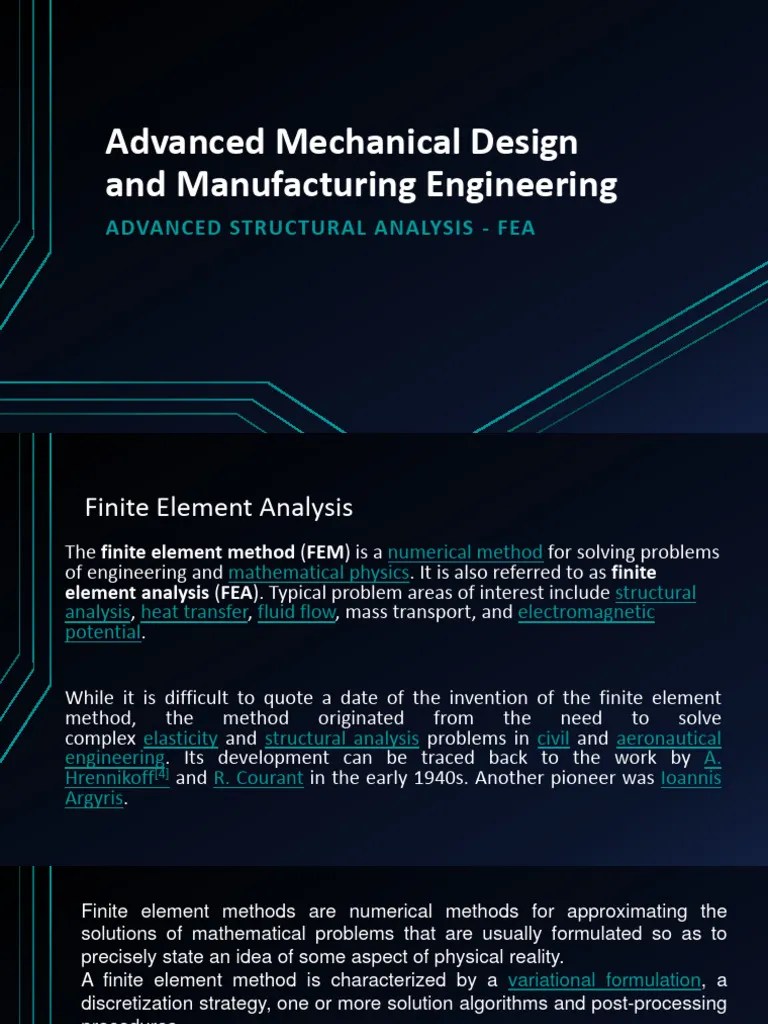 02-Advanced Mechanical Design And Manufacturing Engineering - Fea | Download Free PDF | Finite ...