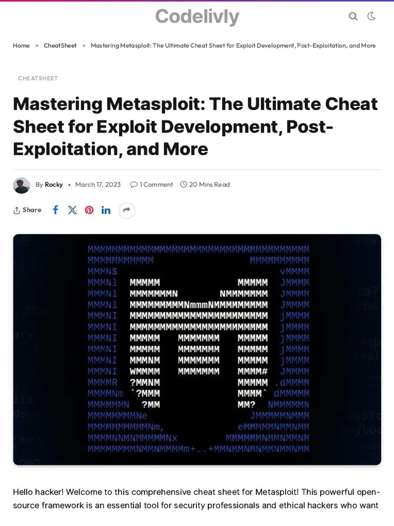 Mastering Metasploit - The Ultimate Cheat Sheet For Exploit Devel | PDF ...
