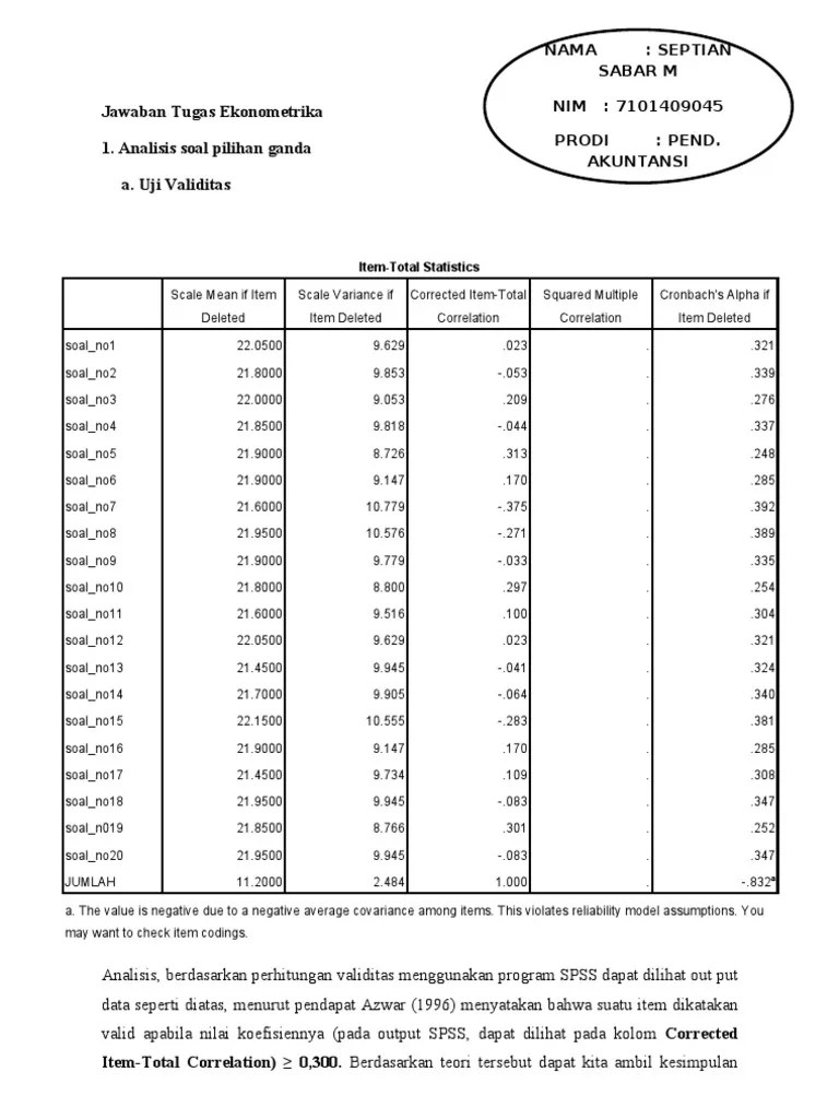 Karena yang namanya manusia tidak akan pernah luput dari kesalahan. Contoh Soal Ekonometrika Guru Jpg