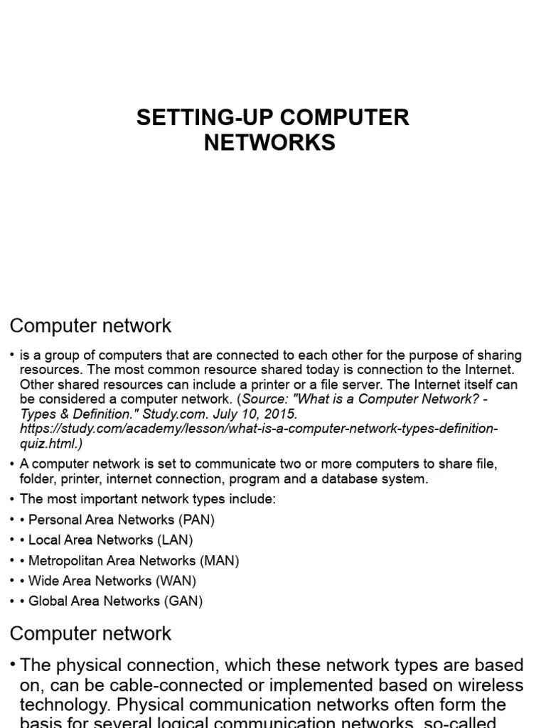 Setting-Up Computer Networks1 | PDF | Computer Network | Local Area Network
