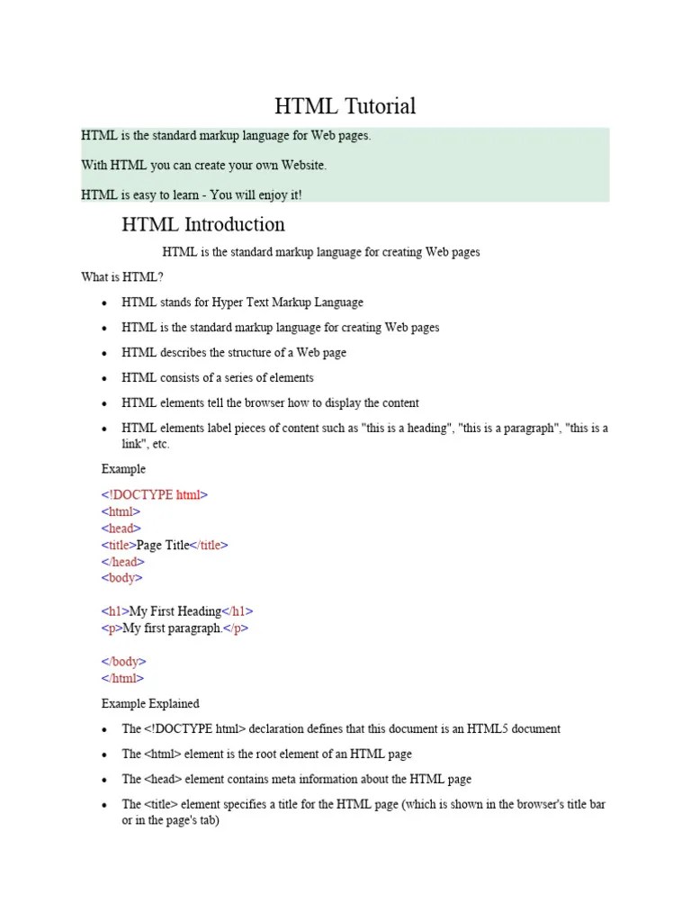 Introduction | PDF | Html | Html Element