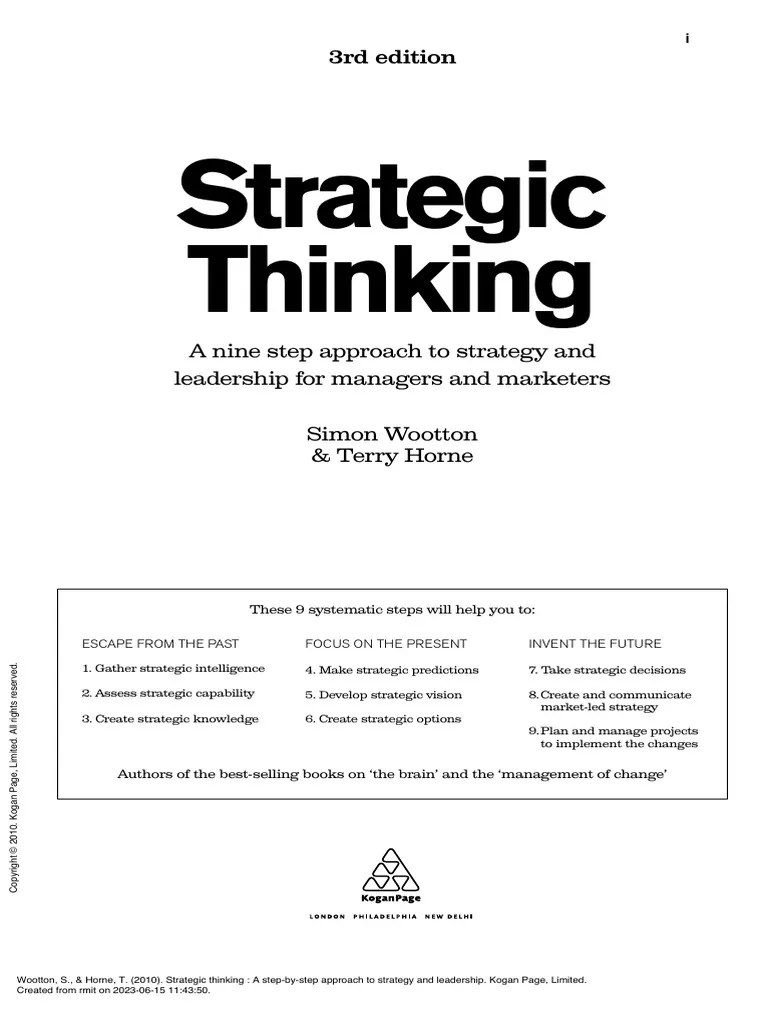 Full Strategic Thinking - A Step-By-step Approach To Strategy And ...