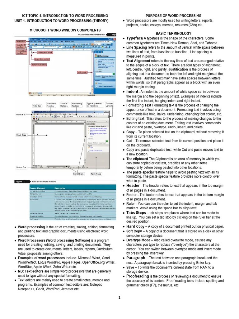Introduction To Word Processing | PDF | Microsoft Word | Word Processor