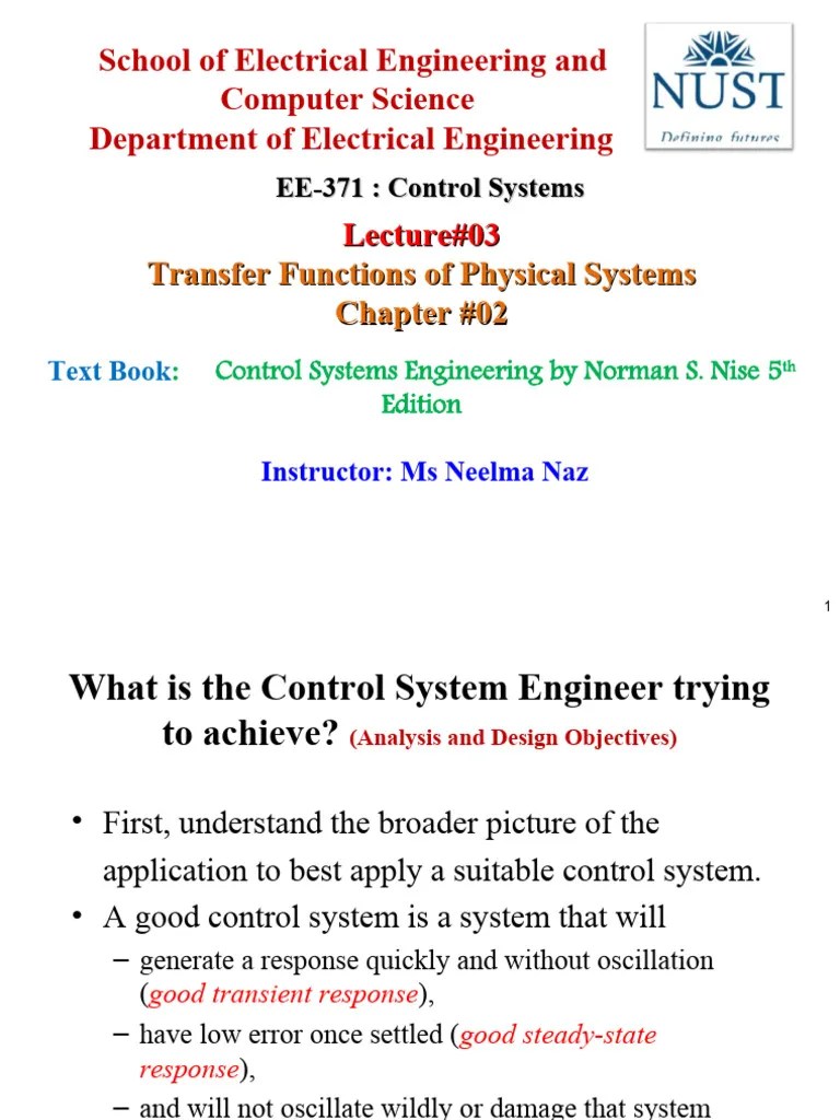 Lecture 03 Electrical Networks Transfer Function | PDF | System ...