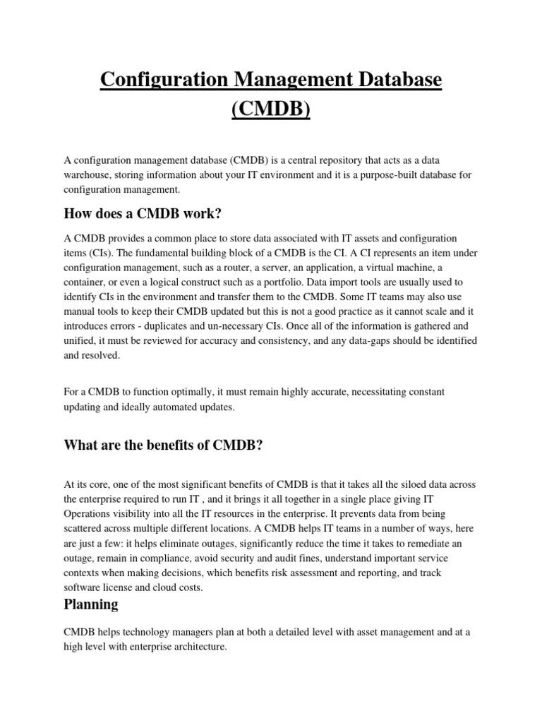 Basic Overview Of CMDB In ServiceNow | PDF | Data | Databases