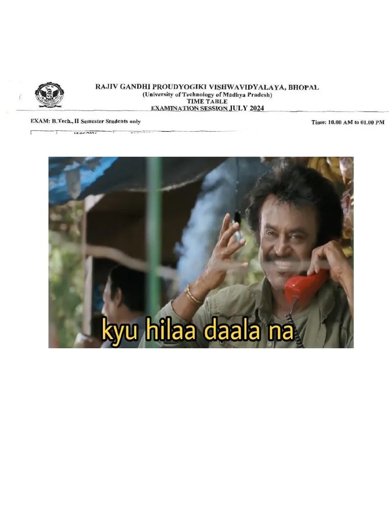 RGPV Time Table B.tech-IV Semester Examination July 2024 | PDF