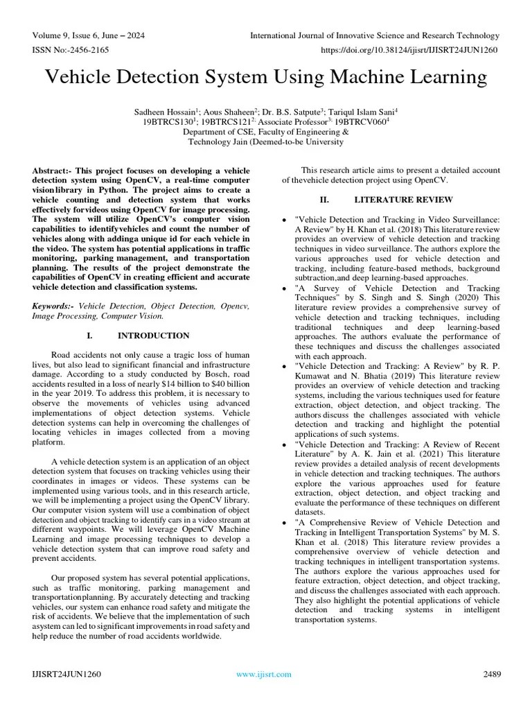 Vehicle Detection System Using Machine Learning | PDF | Computer Vision ...