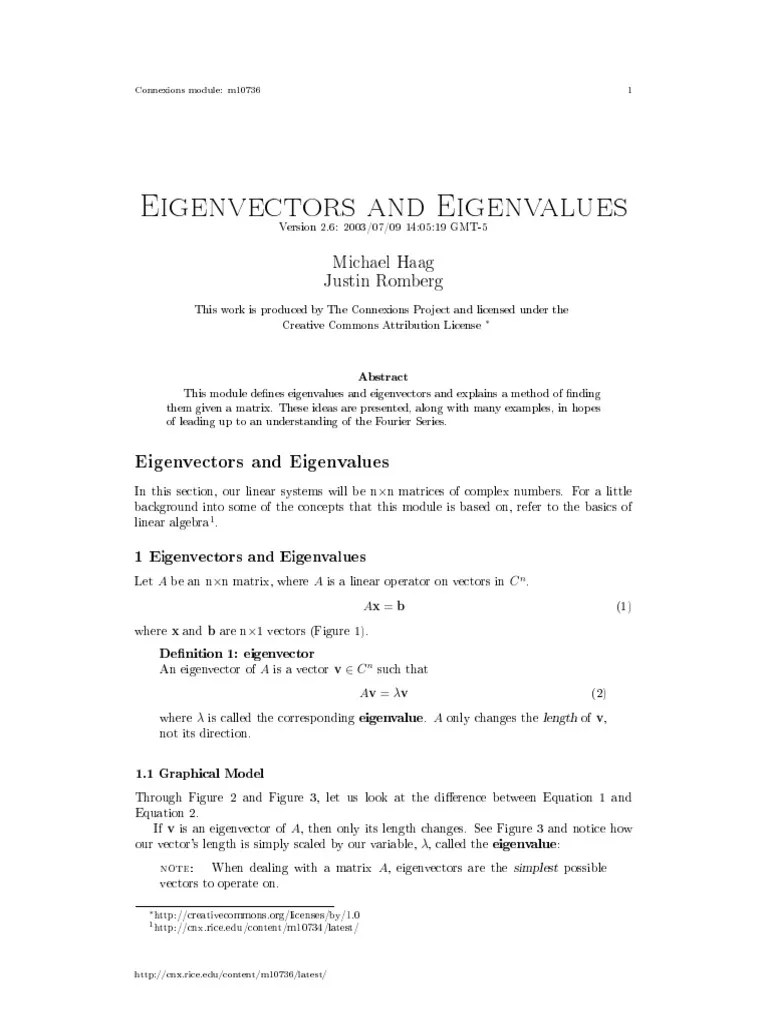 Eigen Problem | PDF | Eigenvalues And Eigenvectors | Matrix (Mathematics)