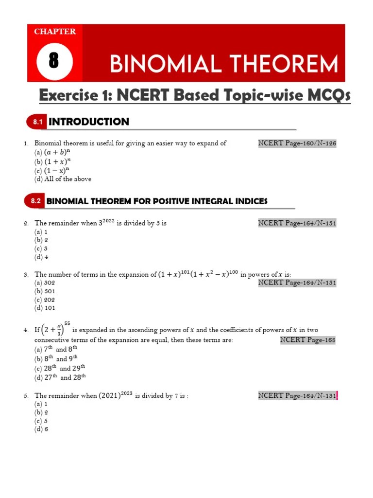 Binomial Theorem | PDF | Numbers | Elementary Mathematics