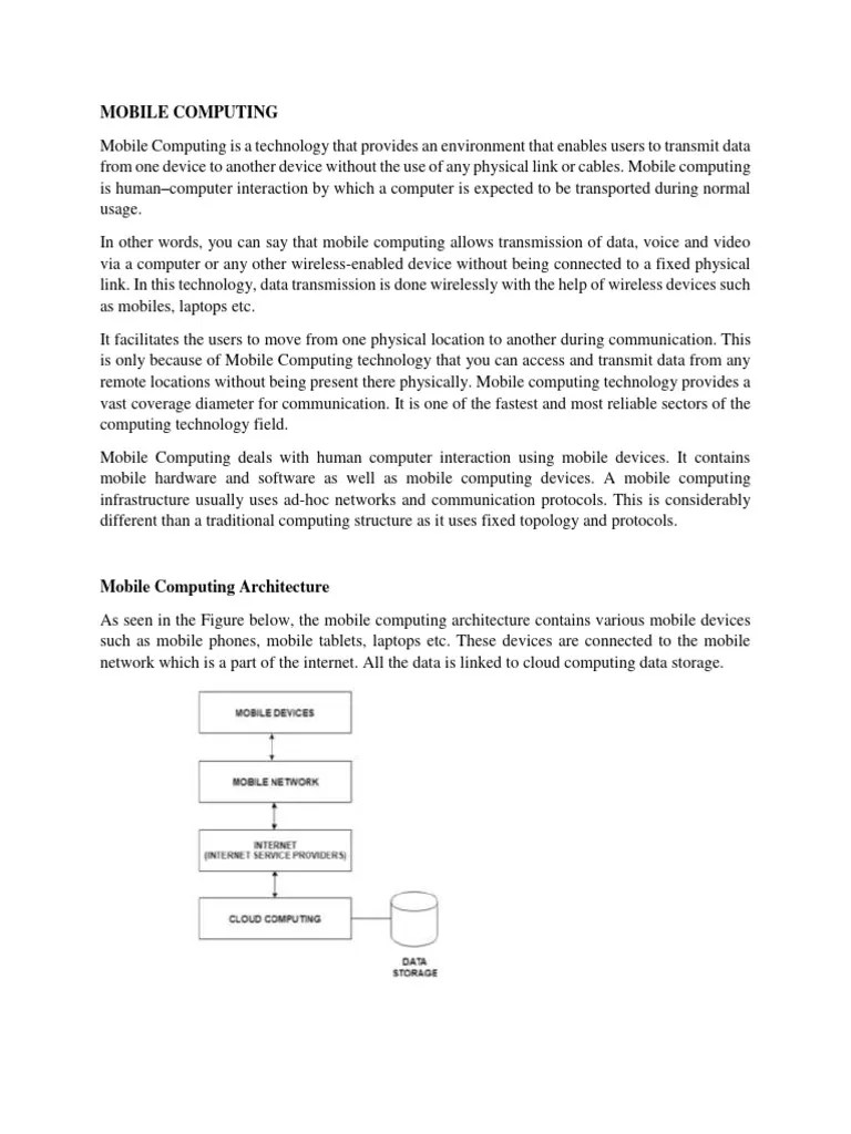 Mobile Computing: Key Concepts & Benefits | PDF | Wireless Network | Computer Network
