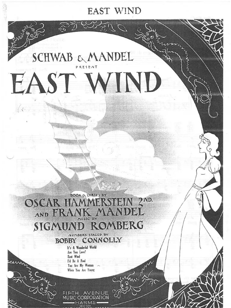 Sheet Music - Operetta - Romberg - East Wind - East Wind - In D Minor ...
