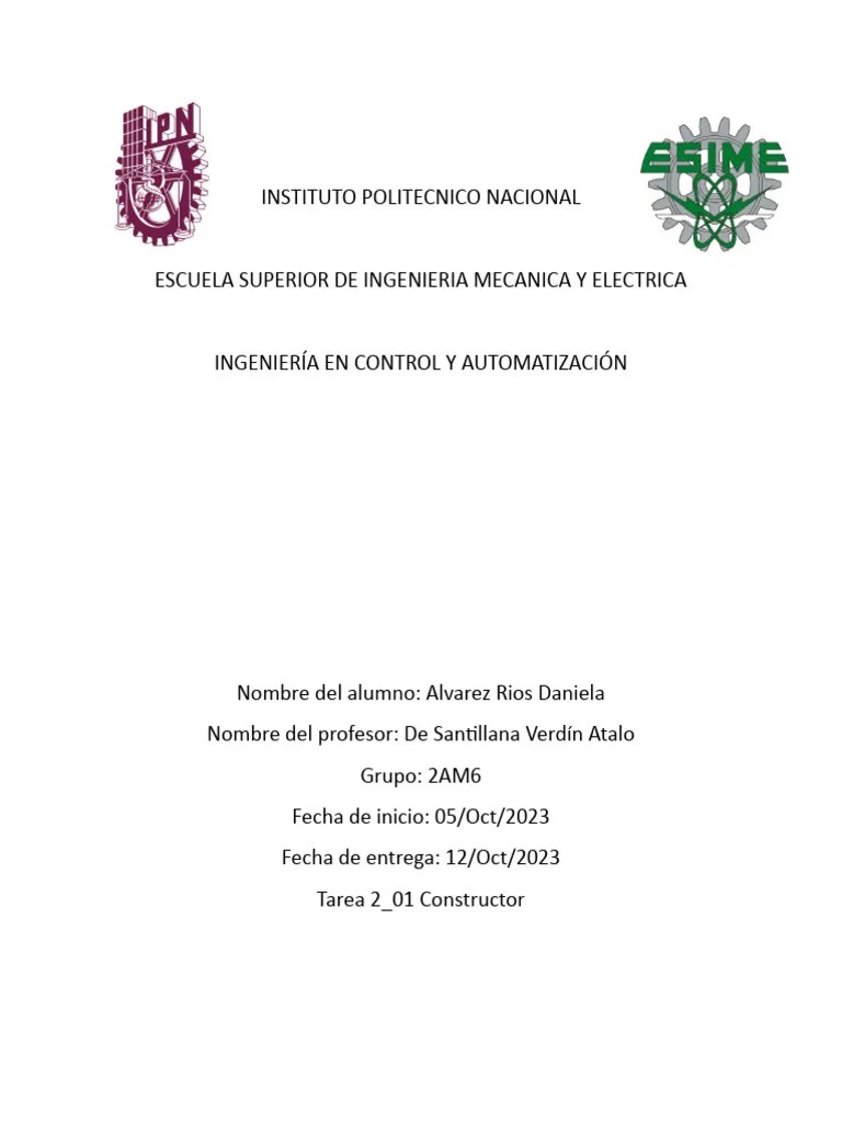 Tarea 2 - 01 Constructor | PDF | Constructor (Programación Orientada A ...