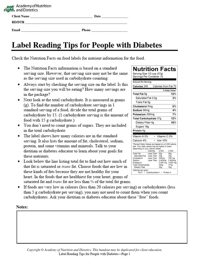 Food Label Reading_Diabetic 1 | PDF