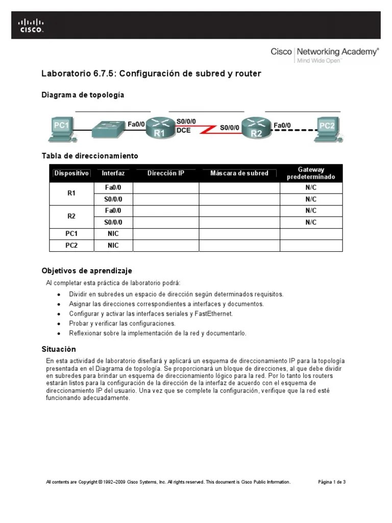 Lab | PDF | Dirección IP | Enrutador (Computación)