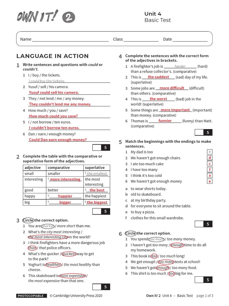 Unit4 Basic Test With Answers | PDF