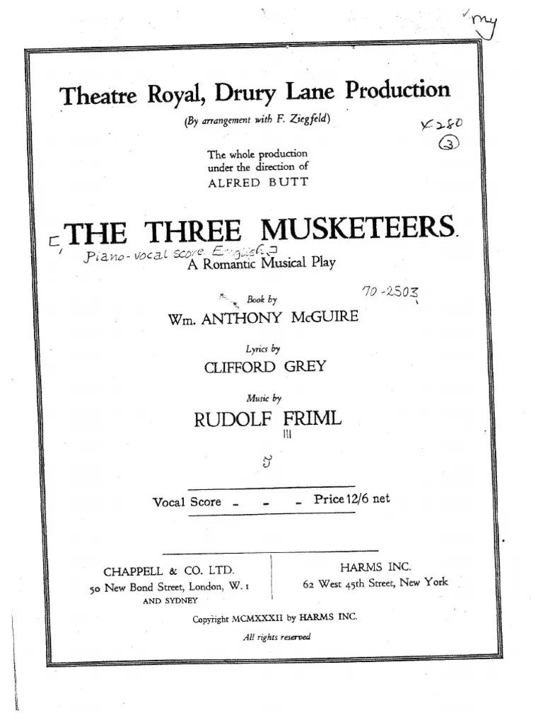 Operetta - Friml - Three Musketeers, The - Vocal Score - Operetta | PDF