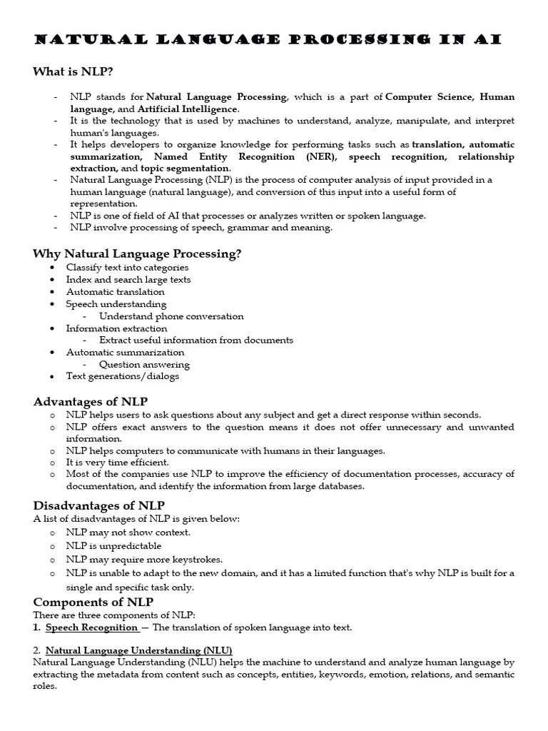 What Is NLP?: Natural Language Processing In AI | PDF | Parsing ...