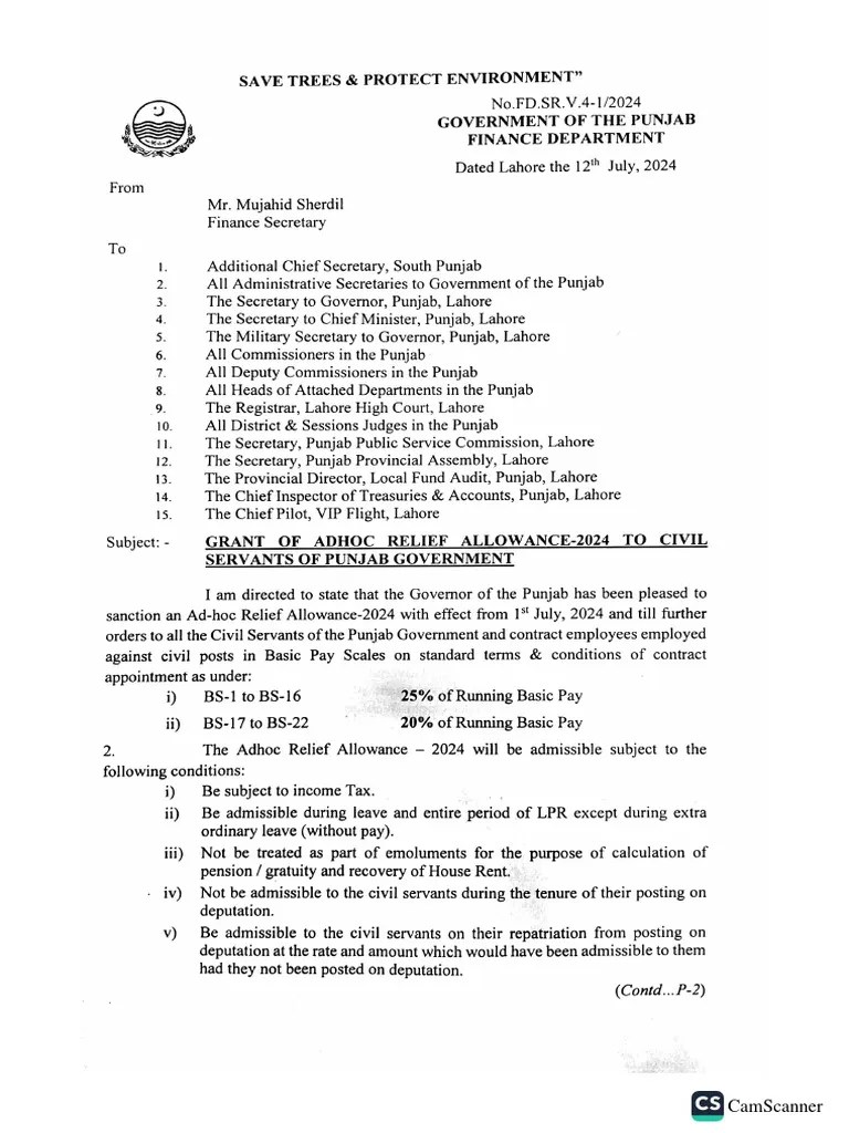 Adhoc Relief Allowance - 2024 | PDF