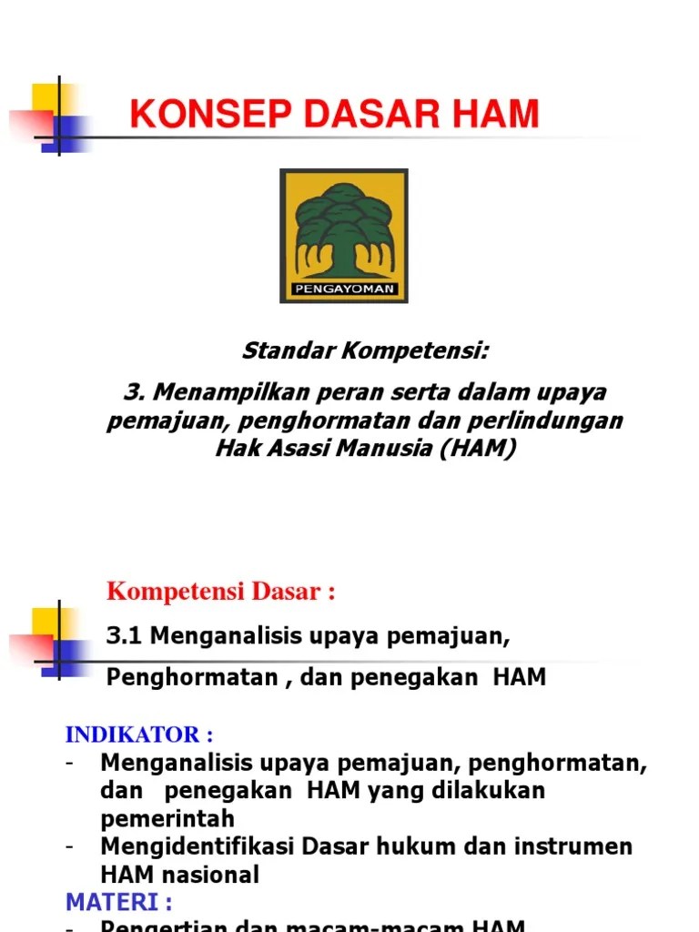 Menurut kamus besar bahasa indonesia (kbbi), pengertian ham adalah hak yang dilindungi secara internasional (yaitu deklarasi pbb declaration of . Ppt Bahanajar Ham Pdf