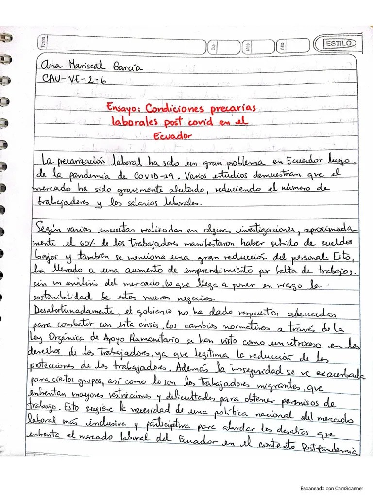 Ensayo Precarizacion Laboral En Ecuador | PDF